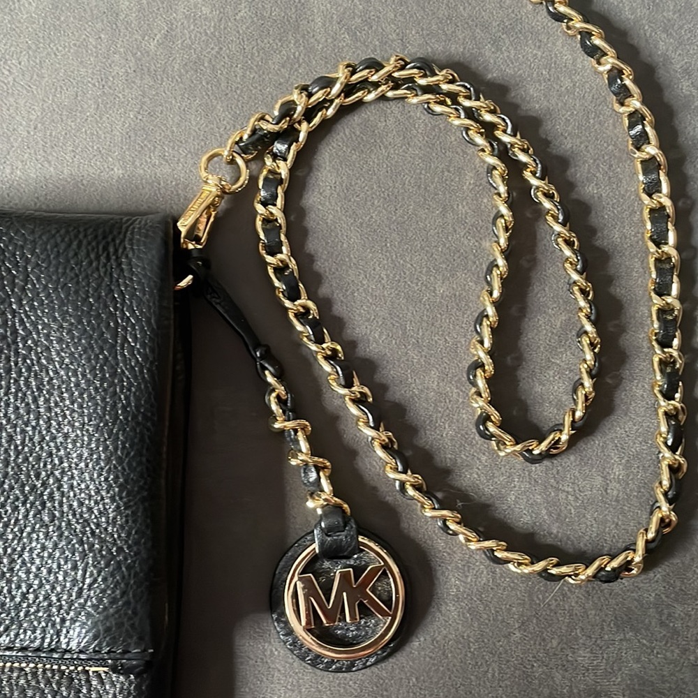Michael Kors Leather Foldover Crossbody Purse - Black - Picture 3 of 5